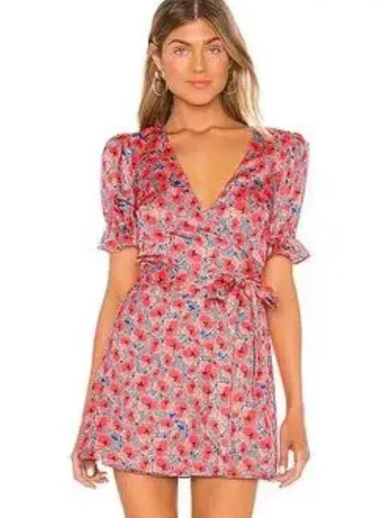 House of Harlow 1960 Dresses & Skirts - HOUSE OF HARLOW 1960 x Revolve Aja Red Poppy Floral Mini Wrap Dress XL